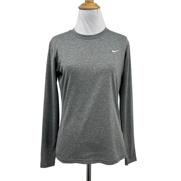 Vintage Nike Shirt Womens S Small Grey Crew Neck Dri Fit Long Sleeve Active - Picture 1 of 13